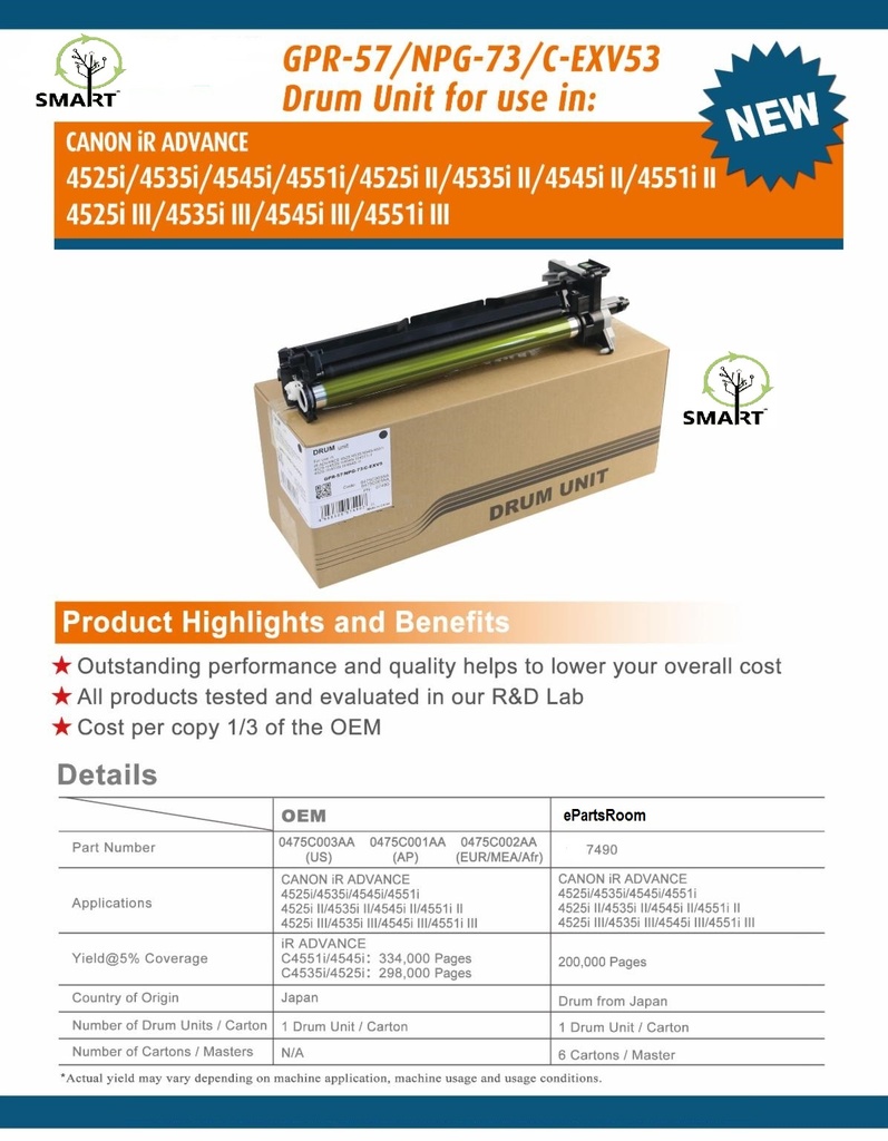 Canon 0475C003AA GPR-57 Drum Unit 0475C002AA